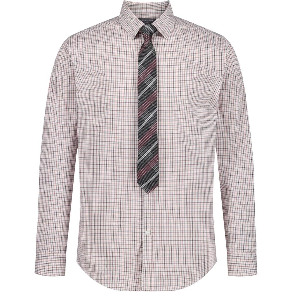 imageVan Heusen Boys Long Sleeve Collared Buttondown Dress Shirt and Tie SetBrickCheck