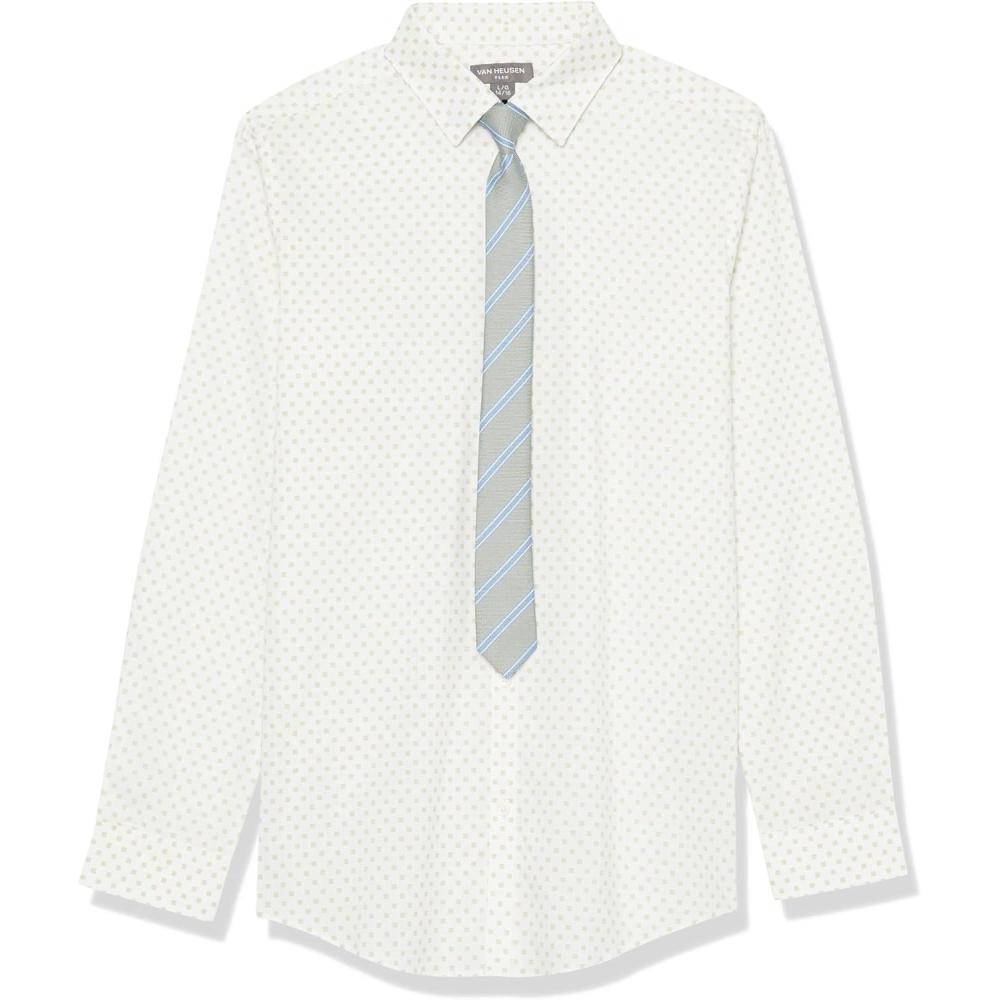 imageVan Heusen Boys Long Sleeve Collared Buttondown Dress Shirt and Tie SetCrockery