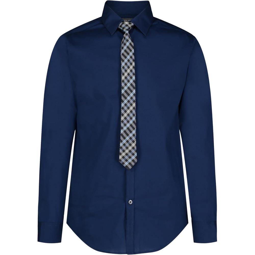 imageVan Heusen Boys Long Sleeve Collared Buttondown Dress Shirt and Tie SetEstate Blue