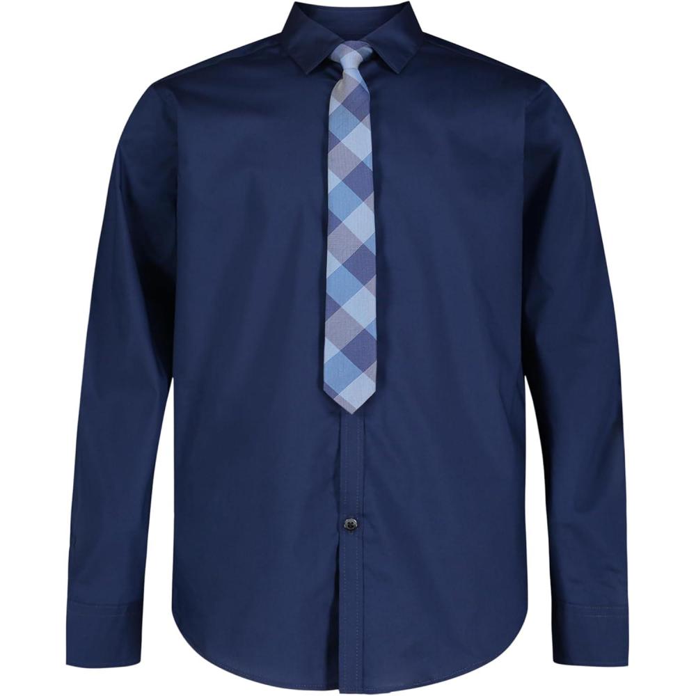 imageVan Heusen Boys Long Sleeve Collared Buttondown Dress Shirt and Tie SetFlag Blue