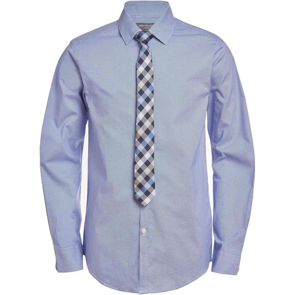 imageVan Heusen Boys Long Sleeve Collared Buttondown Dress Shirt and Tie SetMazarine Blue