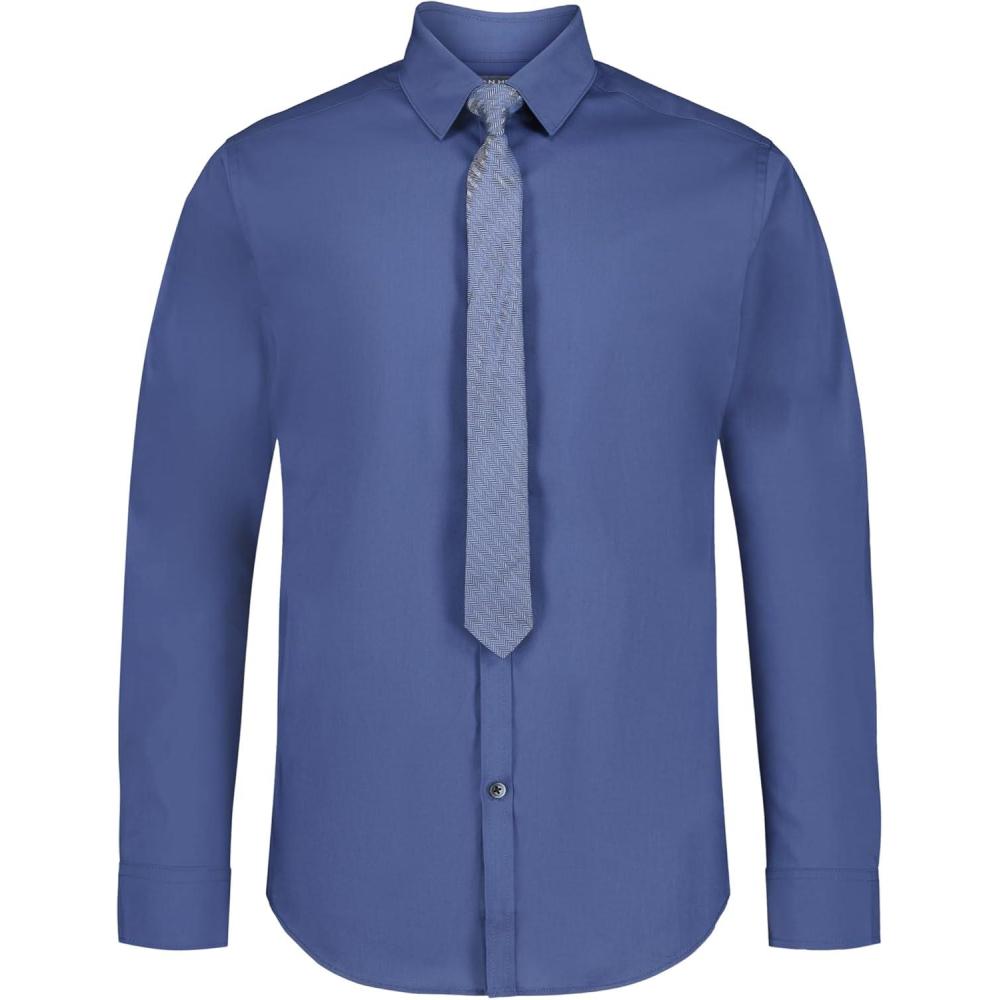 imageVan Heusen Boys Long Sleeve Collared Buttondown Dress Shirt and Tie SetMedium Blue