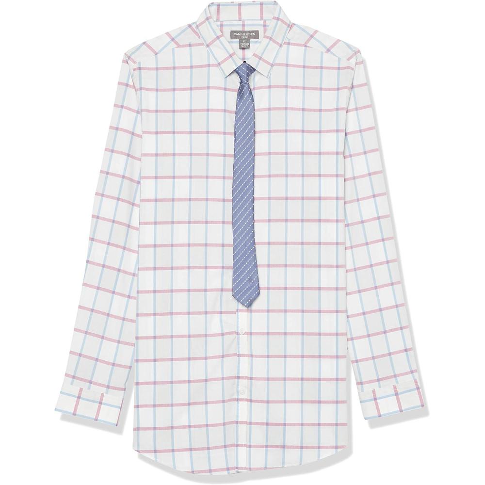 imageVan Heusen Boys Long Sleeve Collared Buttondown Dress Shirt and Tie SetRed Violet