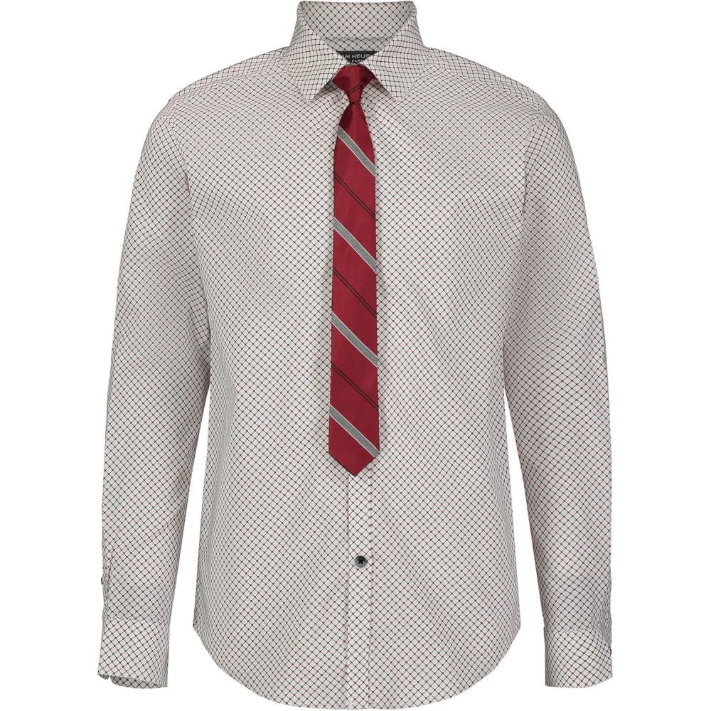 imageVan Heusen Boys Long Sleeve Collared Buttondown Dress Shirt and Tie SetRoasted Rouge Stripe