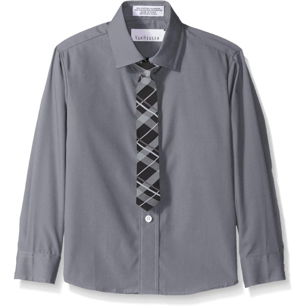 imageVan Heusen Boys Long Sleeve Collared Buttondown Dress Shirt and Tie SetSilverware