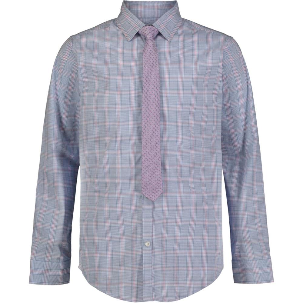 imageVan Heusen Boys Long Sleeve Collared Buttondown Dress Shirt and Tie SetViolet Plaid