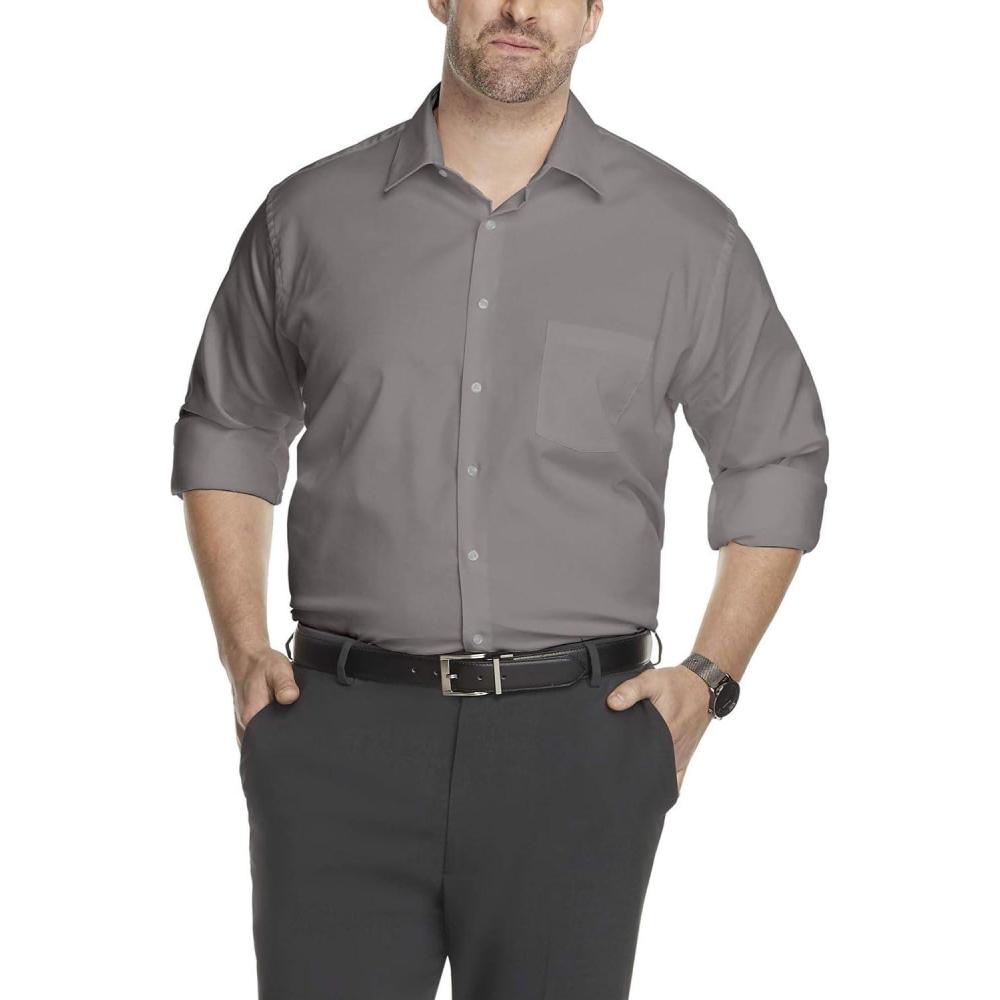imageVan Heusen Mens BIG FIT Dress Shirt Stain Shield Stretch Big and TallOld Steel