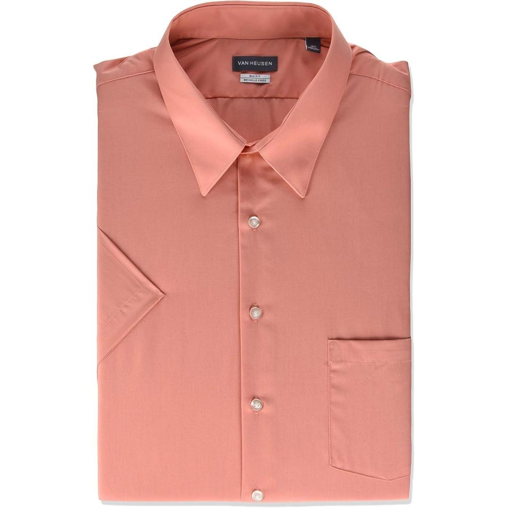 imageVan Heusen Mens BIG FIT Short Sleeve Dress Shirts Poplin Solid Big and TallCoral