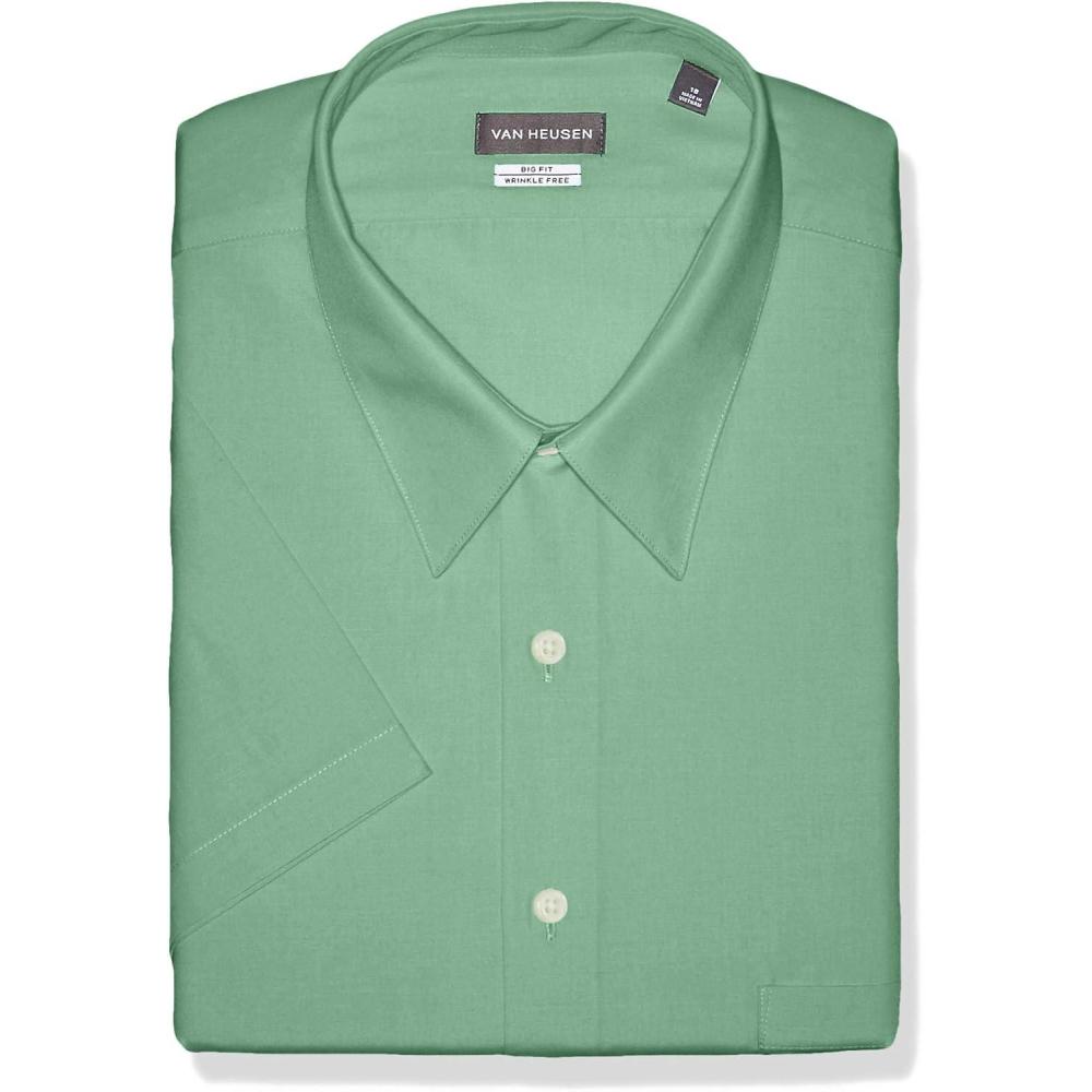 imageVan Heusen Mens BIG FIT Short Sleeve Dress Shirts Poplin Solid Big and TallLeaf