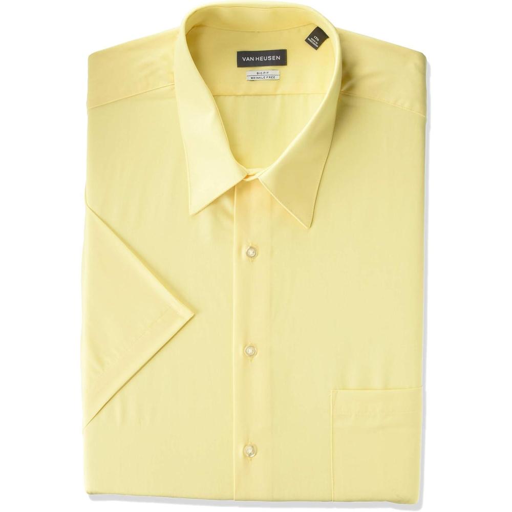 imageVan Heusen Mens BIG FIT Short Sleeve Dress Shirts Poplin Solid Big and TallSunburst
