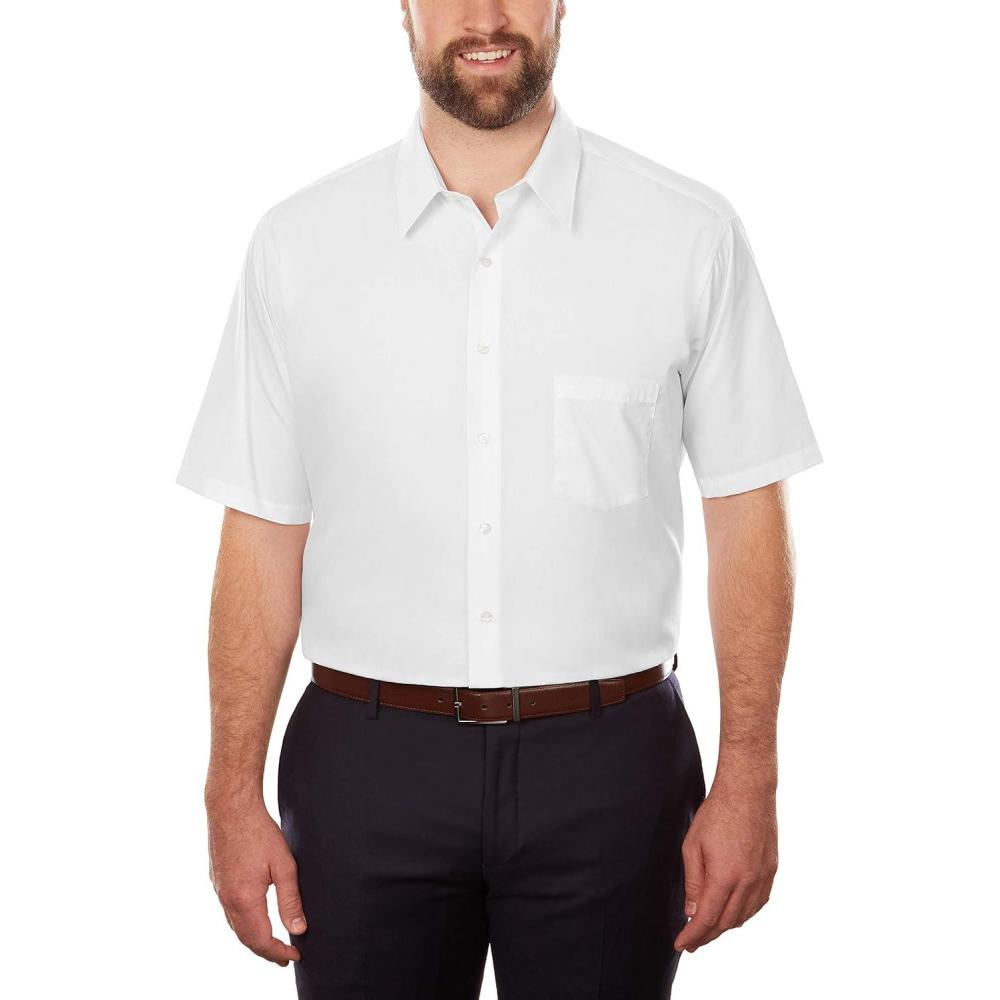 imageVan Heusen Mens BIG FIT Short Sleeve Dress Shirts Poplin Solid Big and TallWhite