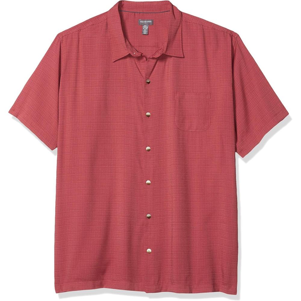 imageVan Heusen Mens Big and Tall Air Short Sleeve Button Down Poly Rayon Stripe ShirtDry Rose