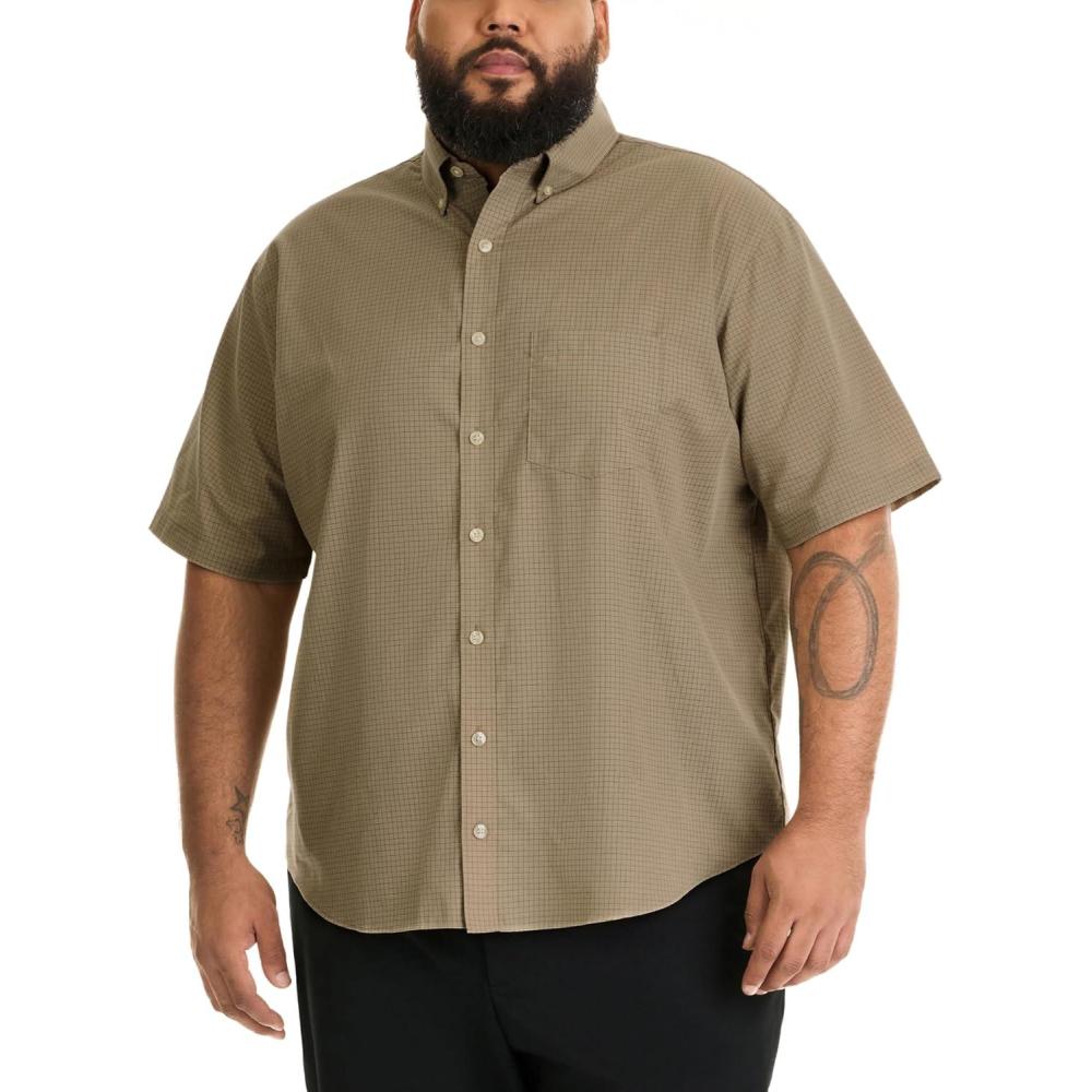 imageVan Heusen Mens Big and Tall Wrinkle Free Short Sleeve Button Down ShirtAluminum