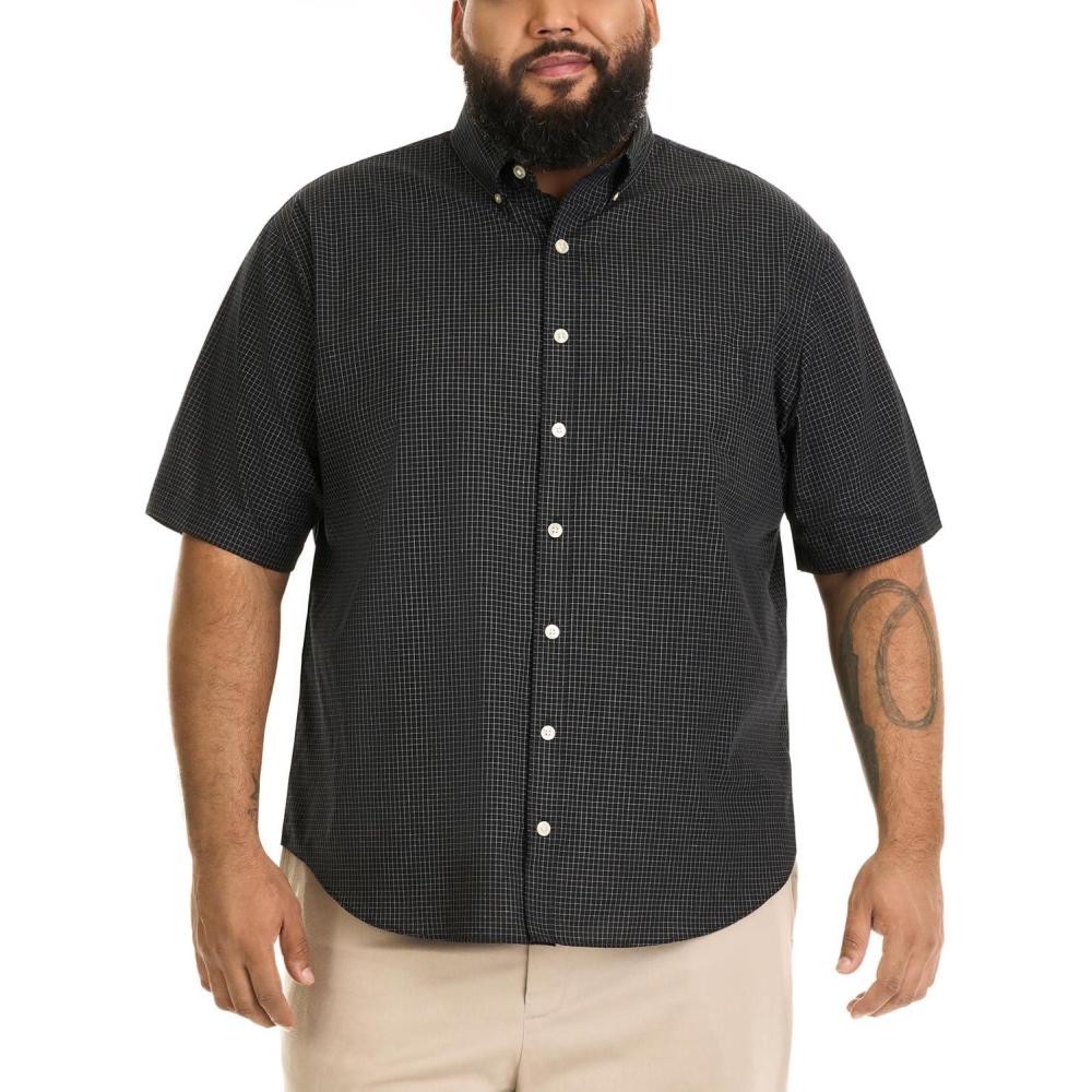 imageVan Heusen Mens Big and Tall Wrinkle Free Short Sleeve Button Down ShirtBlack