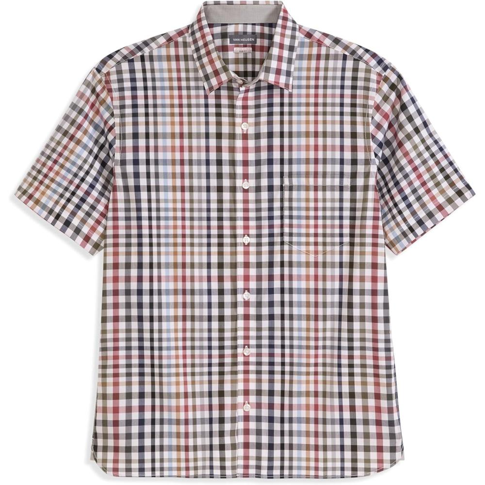 imageVan Heusen Mens Big and Tall Wrinkle Free Short Sleeve Button Down ShirtIron Gate Plaid
