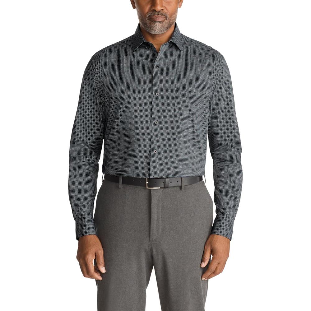 imageVan Heusen Mens Dress Shirt Regular Fit Ultra Wrinkle Free Flex Collar Stretch CheckBlack 3