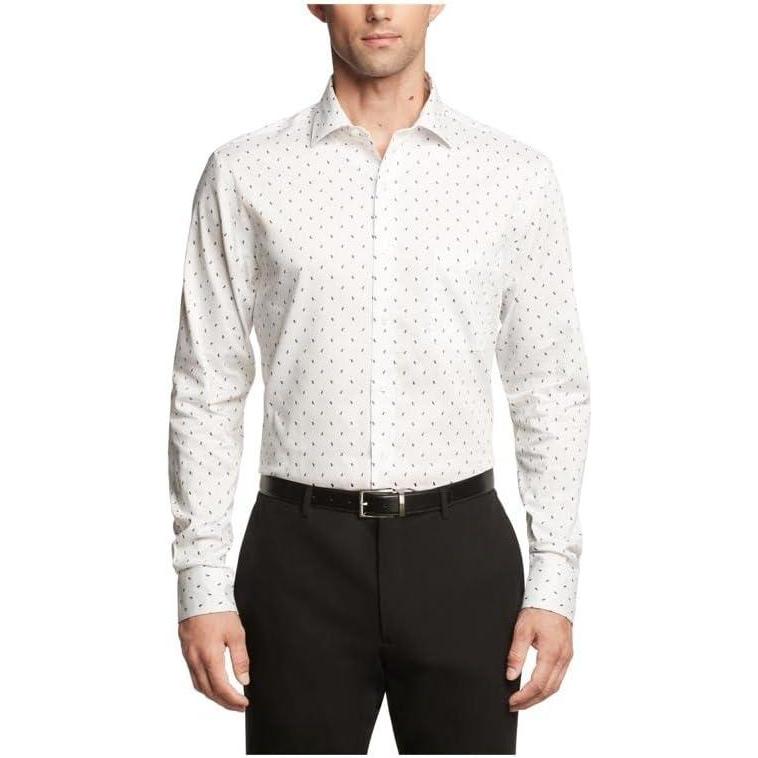 imageVan Heusen Mens Dress Shirt Regular Fit Ultra Wrinkle Free Flex Collar Stretch CheckConcord