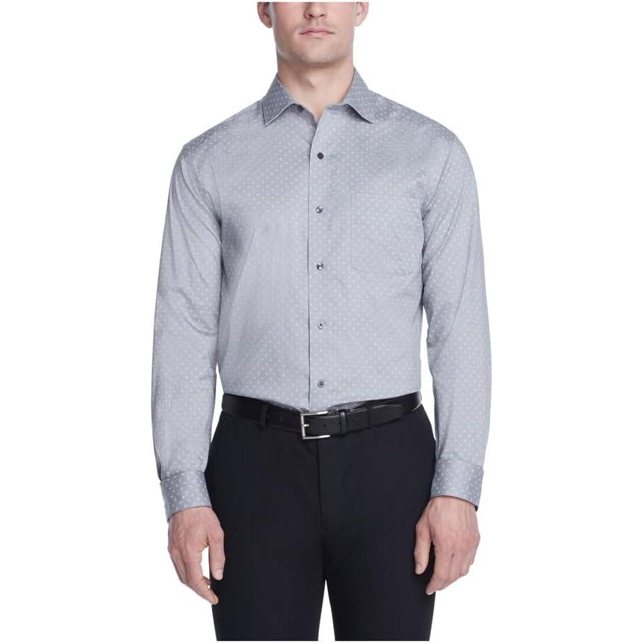 imageVan Heusen Mens Dress Shirt Regular Fit Ultra Wrinkle Free Flex Collar Stretch CheckFlint