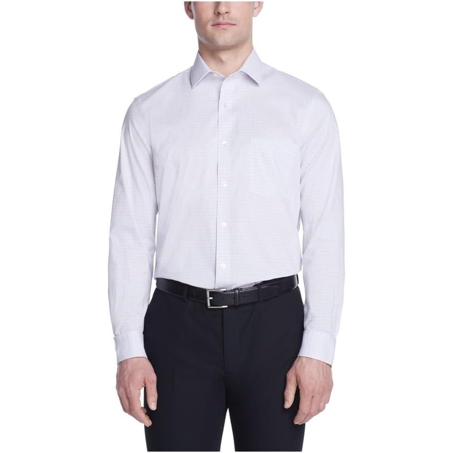 imageVan Heusen Mens Dress Shirt Regular Fit Ultra Wrinkle Free Flex Collar Stretch CheckLilac