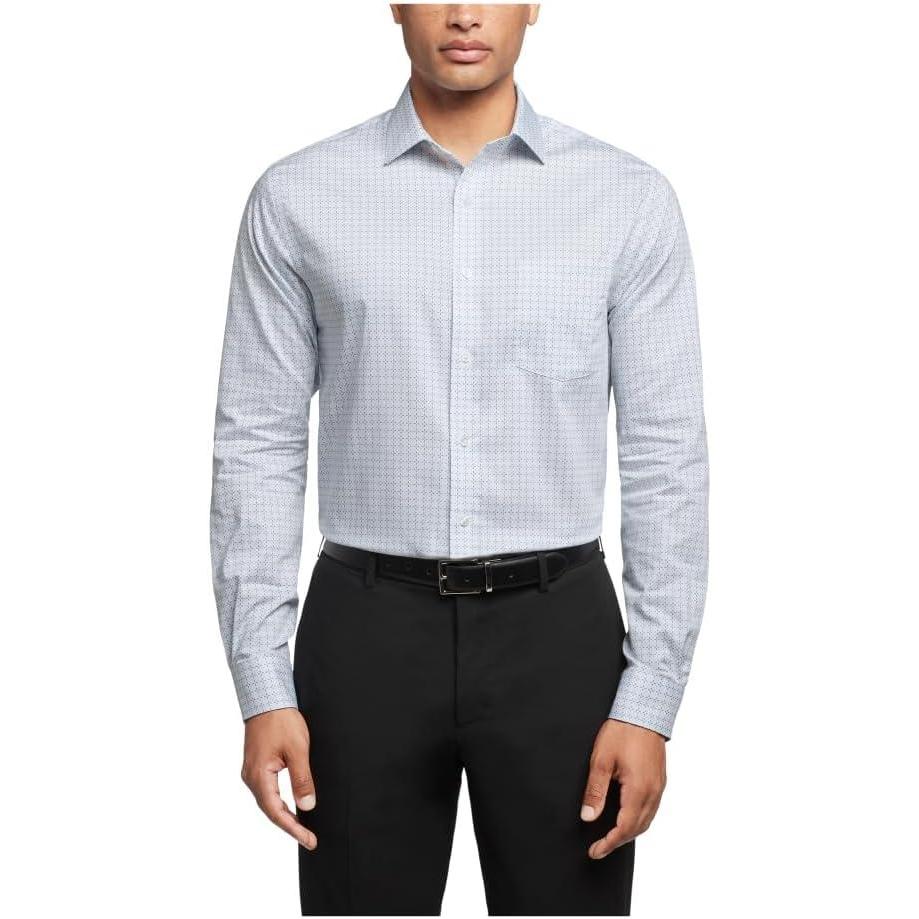 imageVan Heusen Mens Dress Shirt Regular Fit Ultra Wrinkle Free Flex Collar Stretch CheckMulti Blue