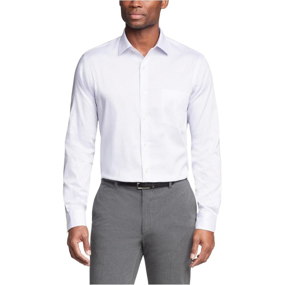 imageVan Heusen Mens Dress Shirt Regular Fit Ultra Wrinkle Free Flex Collar Stretch CheckPlum Multi