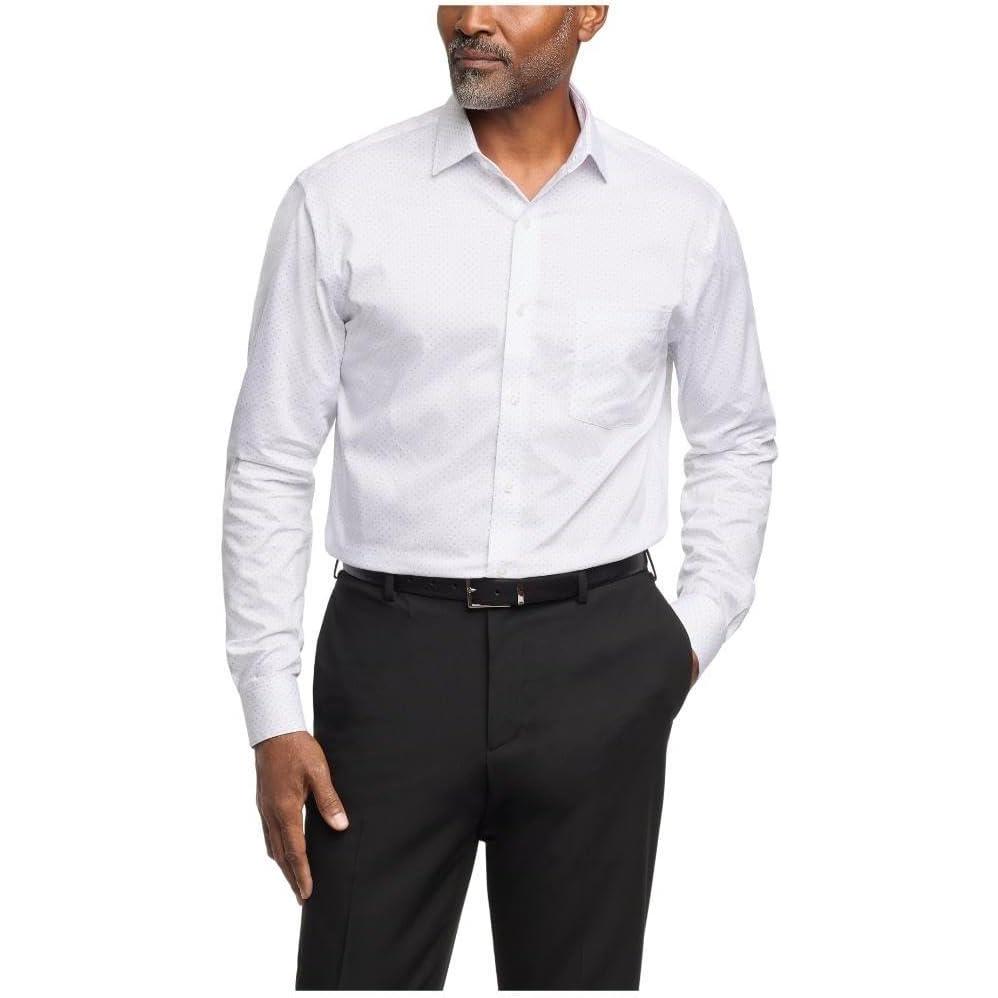 imageVan Heusen Mens Dress Shirt Regular Fit Ultra Wrinkle Free Flex Collar Stretch CheckSage Grey