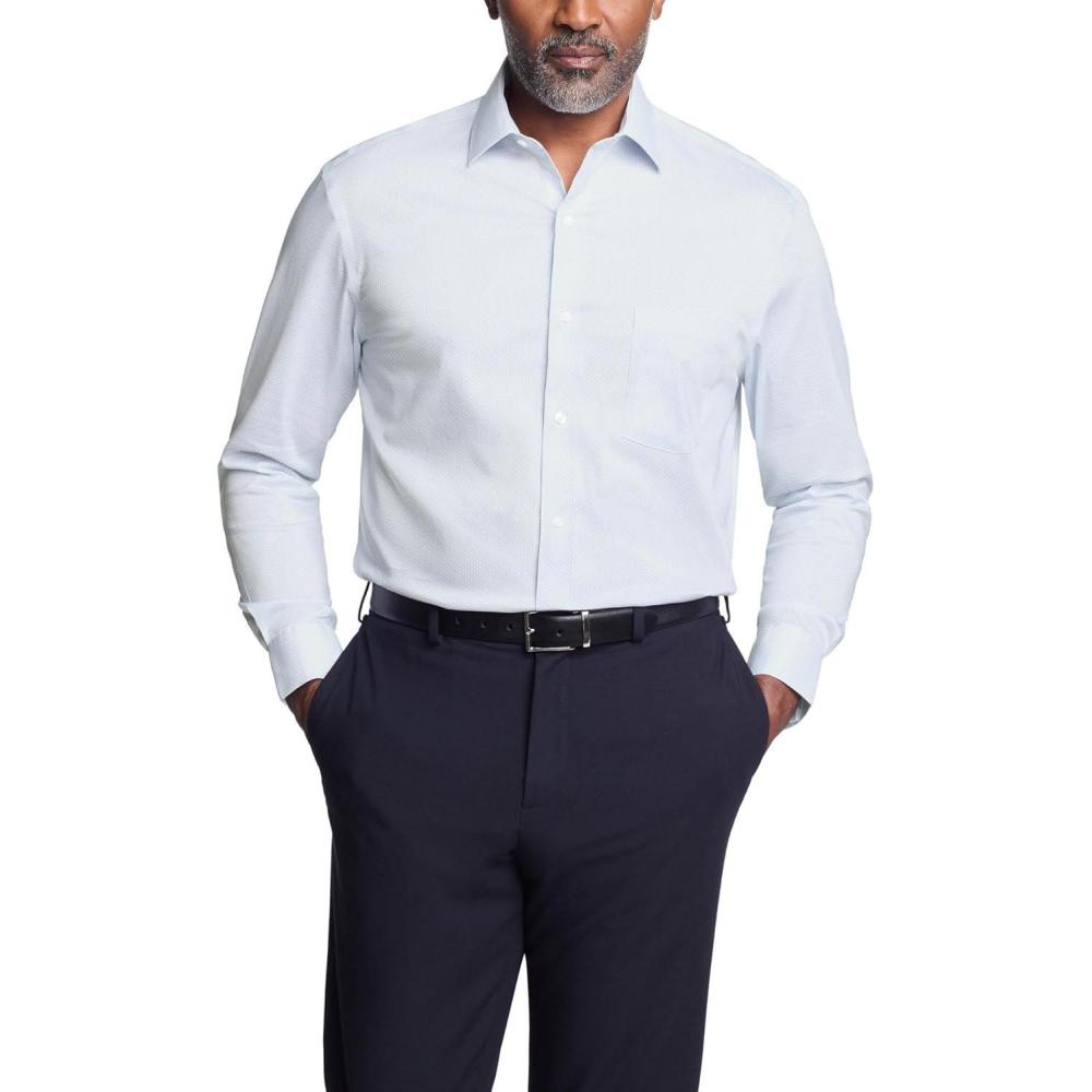 imageVan Heusen Mens Dress Shirt Regular Fit Ultra Wrinkle Free Flex Collar Stretch CheckSky Coral Print