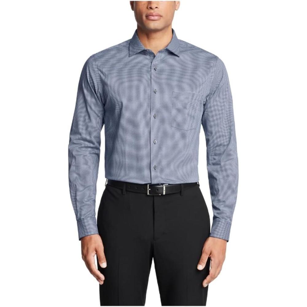 imageVan Heusen Mens Dress Shirt Regular Fit Ultra Wrinkle Free Flex Collar Stretch CheckStar Ocean
