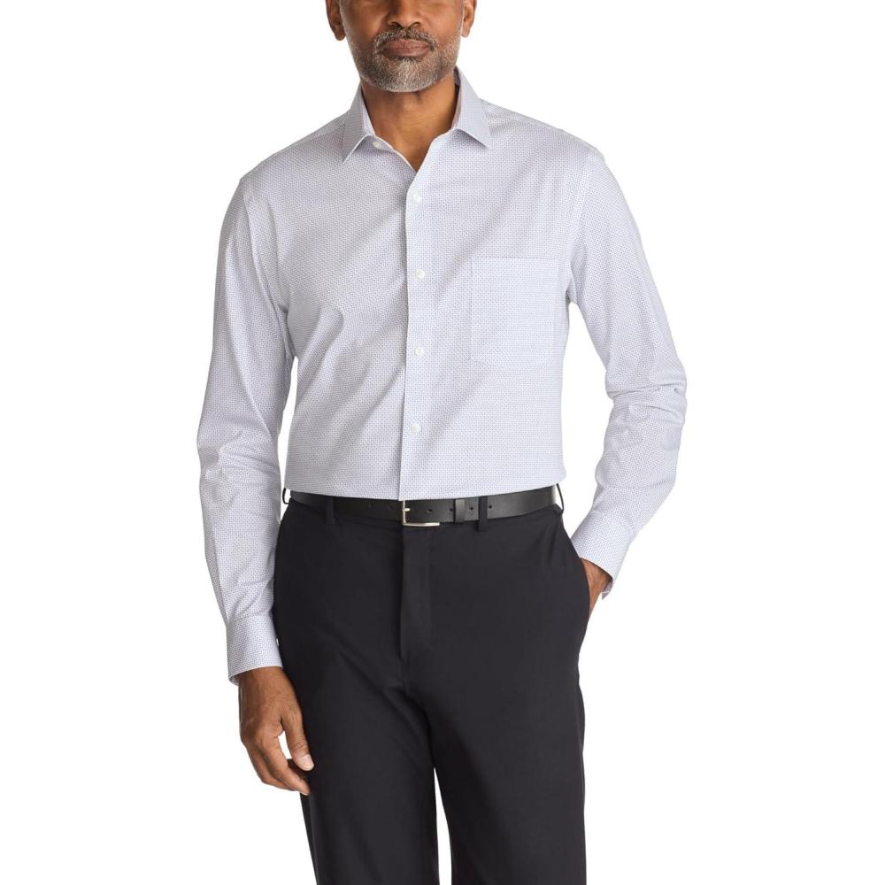 imageVan Heusen Mens Dress Shirt Regular Fit Ultra Wrinkle Free Flex Collar Stretch CheckTaupe Navy