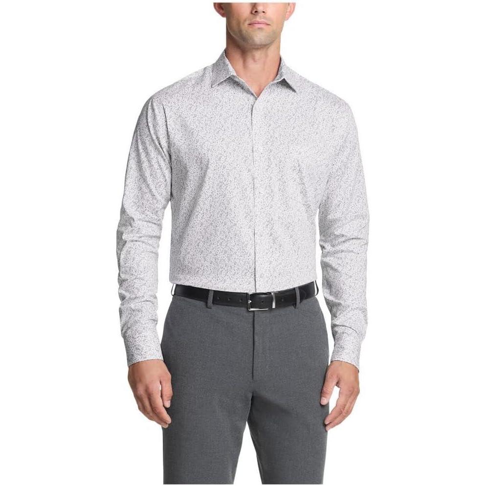 imageVan Heusen Mens Dress Shirt Regular Fit Ultra Wrinkle Free Flex Collar Stretch CheckWhite