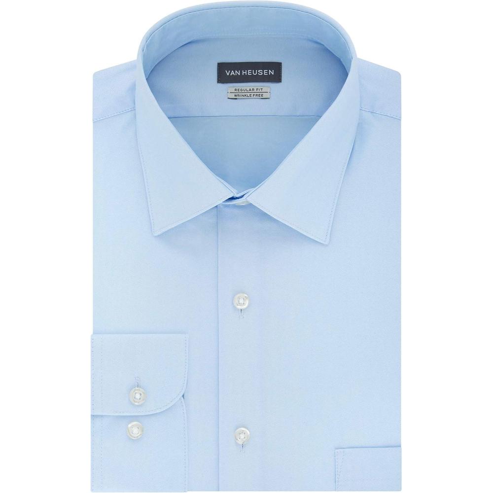 imageVan Heusen Mens Herringbone Regular Fit Solid Spread Collar Dress ShirtBlue Cloud