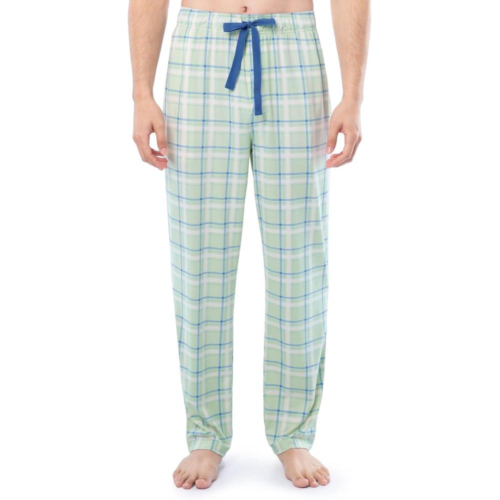 imageVan Heusen Mens Jersey Knit Sleep PantLight Green Plaid