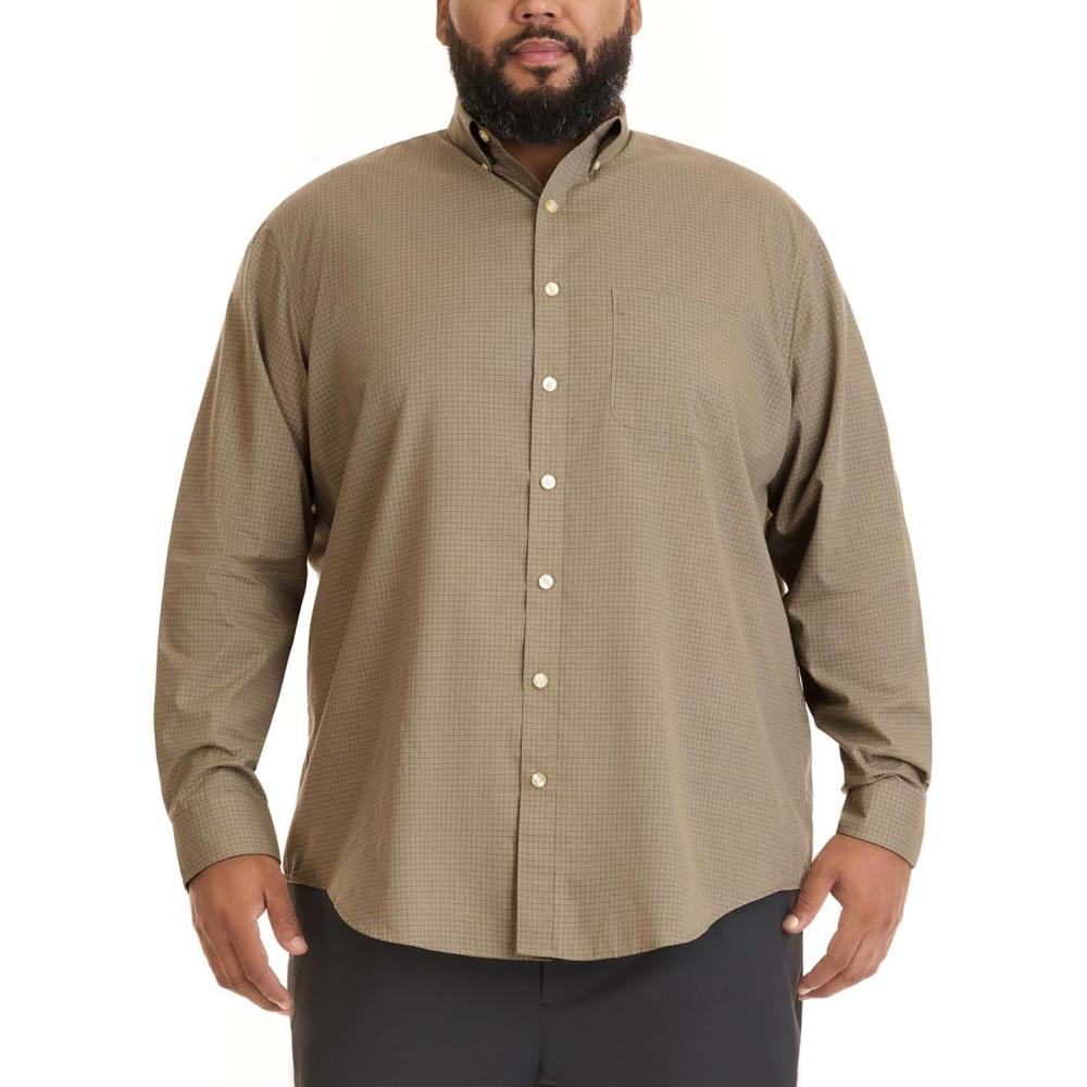 imageVan Heusen Mens Size Big Wrinkle Free Long Sleeve Button Down Shirt Aluminum 2XLarge Tall