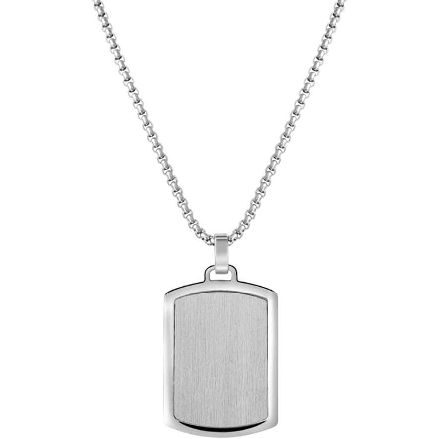 imageVan Heusen Mens Stainless Steel Engravable Dog Tag Pendant with Box Chain NecklaceSilver