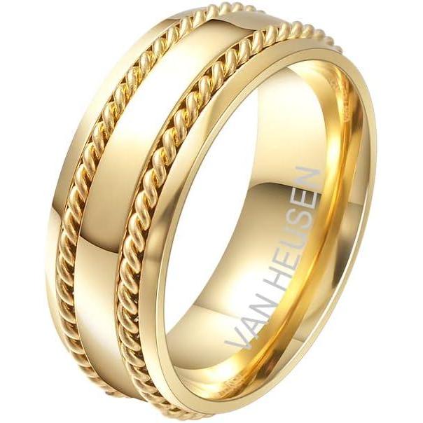 imageVan Heusen Mens Stainless Steel Polished Twist Inlay Wedding Band RingGold