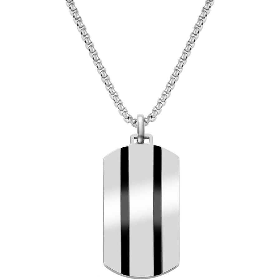 imageVan Heusen Mens Stainless Steel Two Striped Dog Tag Pendant with 24 Box Chain NecklaceSilver