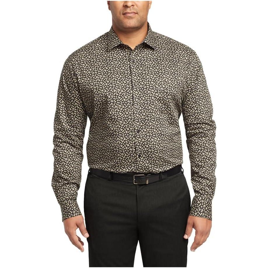 imageVan Heusen Mens TALL FIT Dress Shirt Stain Shield Stretch Big and TallOld Beige Stone