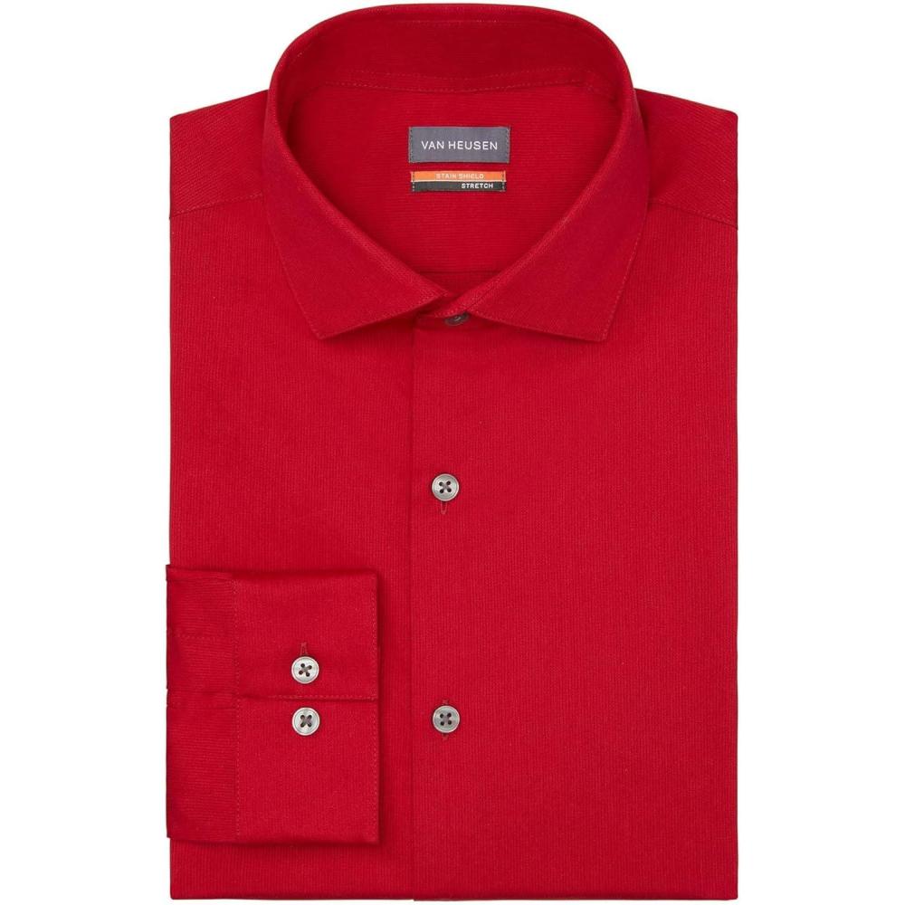 imageVan Heusen Mens TALL FIT Dress Shirt Stain Shield Stretch Big and TallOld Red