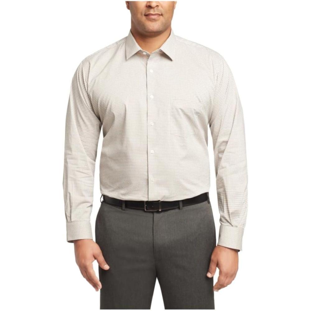 imageVan Heusen Mens TALL FIT Dress Shirt Stain Shield Stretch Big and TallOld Sand