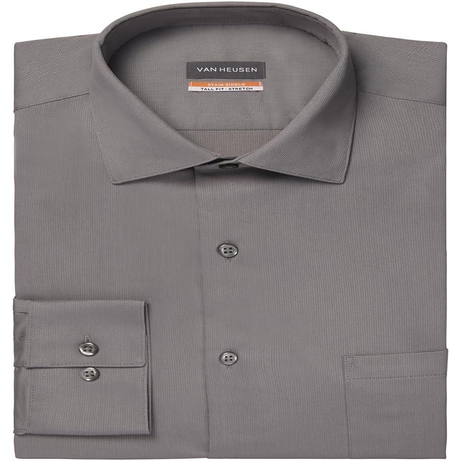 imageVan Heusen Mens TALL FIT Dress Shirt Stain Shield Stretch Big and TallOld Steel