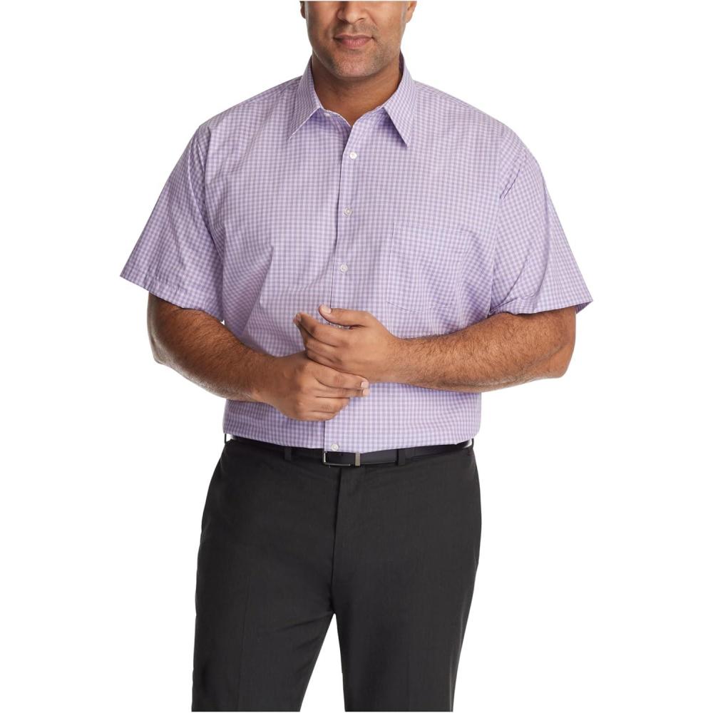 imageVan Heusen Mens TALL FIT Short Sleeve Dress Shirts Poplin Solid Big and TallGrape