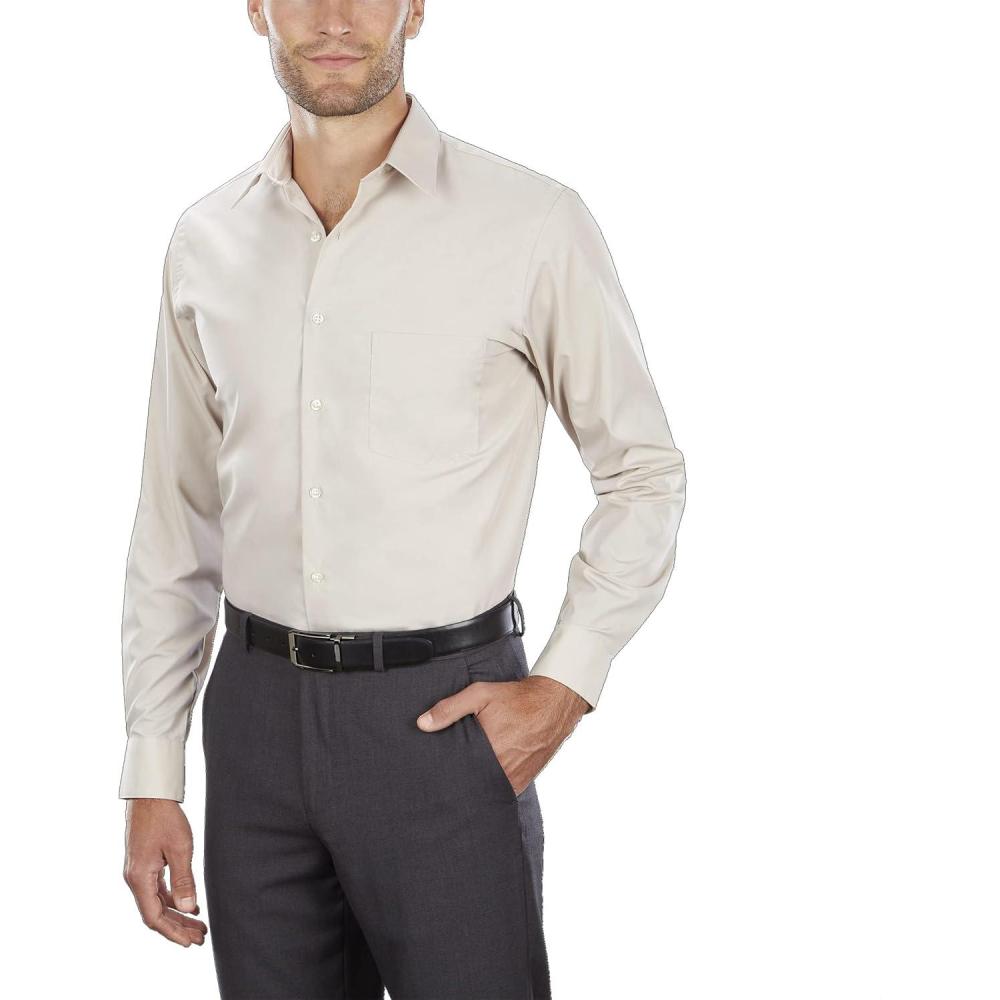 imageVan Heusen Mens Tall FIT Dress Shirts PoplinStone