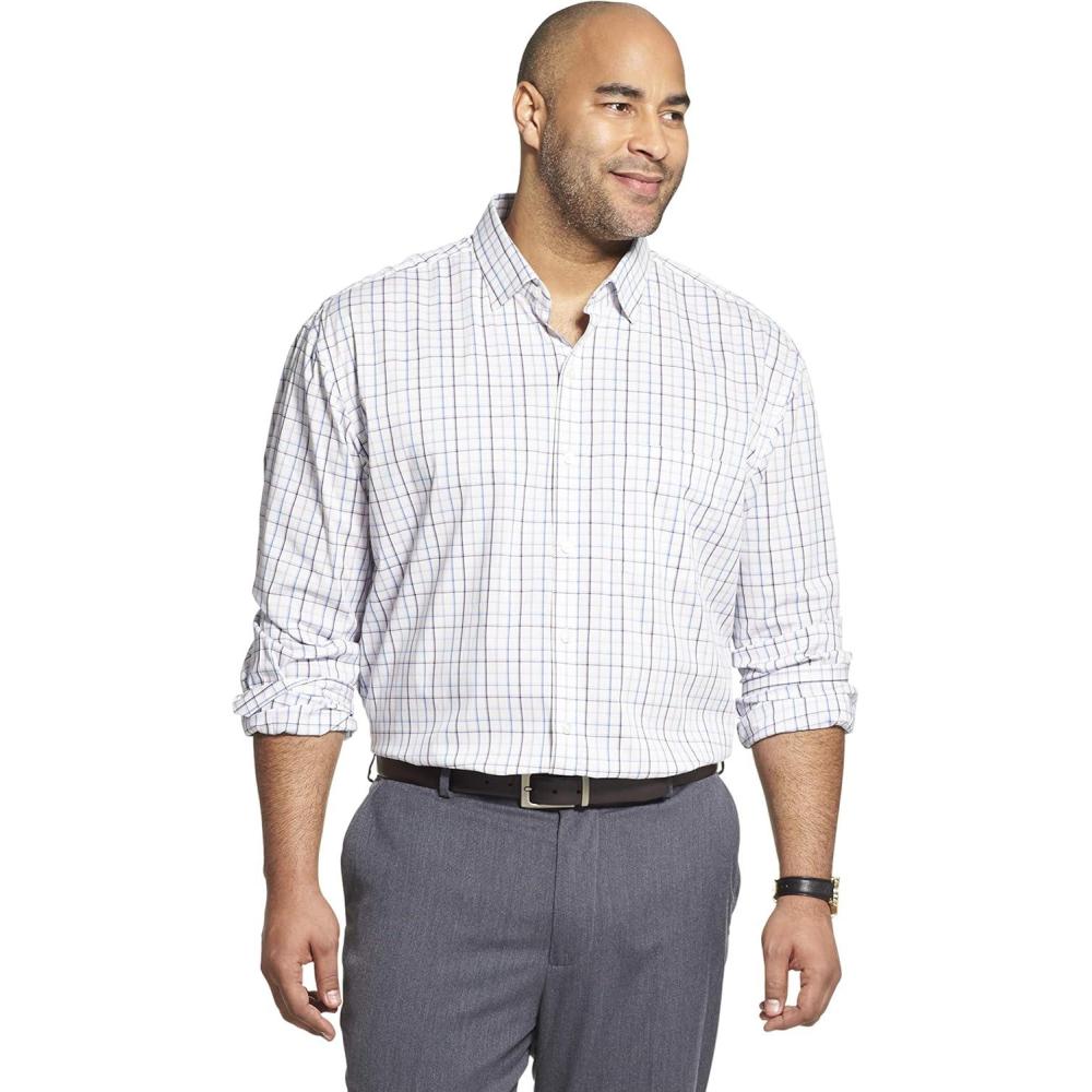 imageVan Heusen mens Big and Tall Wrinkle Free Long Sleeve Button Down ShirtEnglish Violet Plaid
