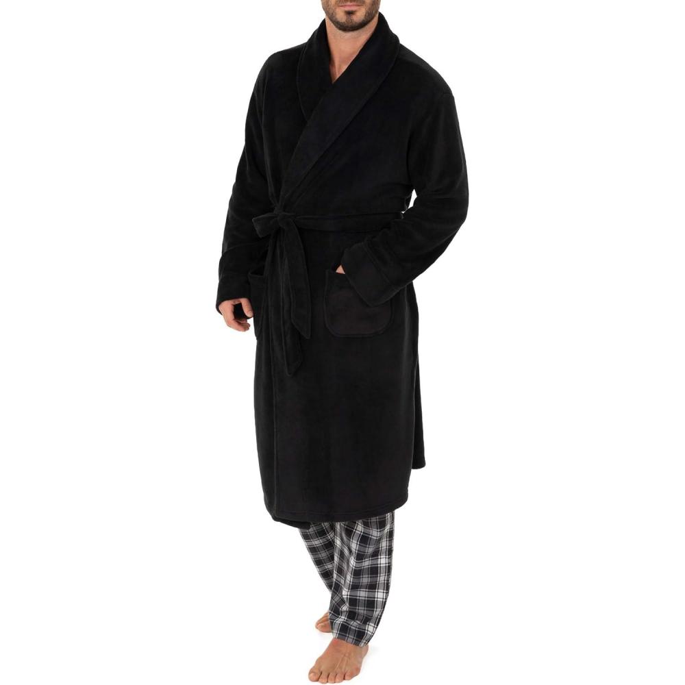 imageVan Heusen mens Comfort Soft Fleece RobeBlack