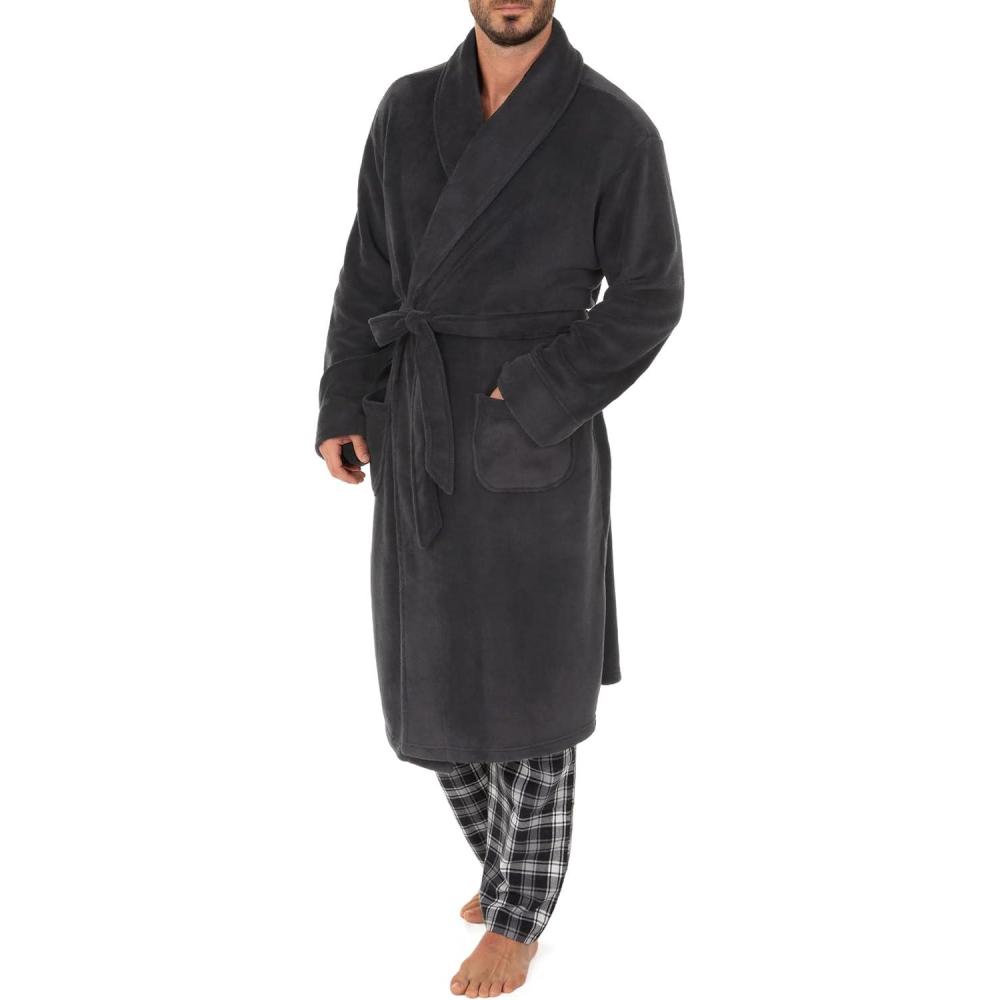 imageVan Heusen mens Comfort Soft Fleece RobeGrey