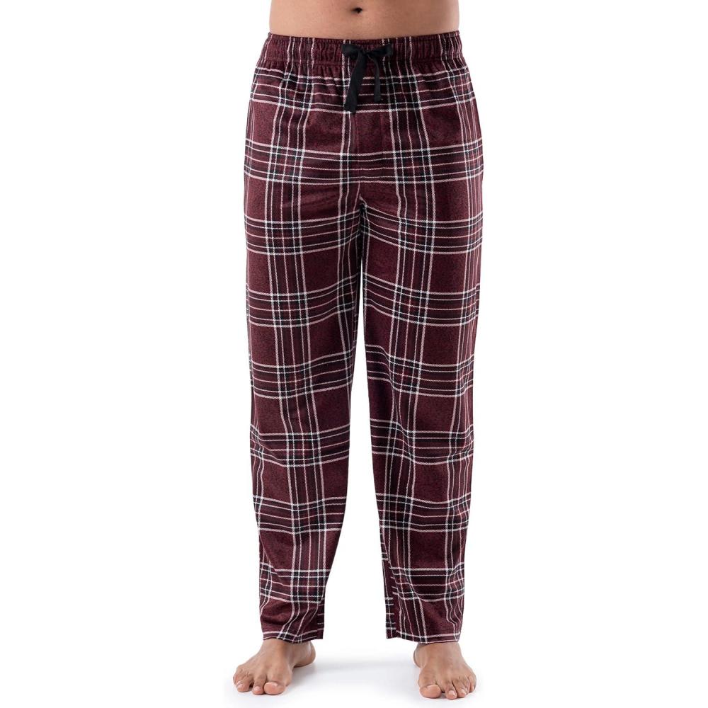 imageVan Heusen mens Silky Fleece Sleep Pajama PantDark Red Plaid