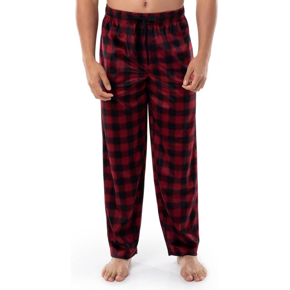 imageVan Heusen mens Silky Fleece Sleep Pajama PantRed Plaid