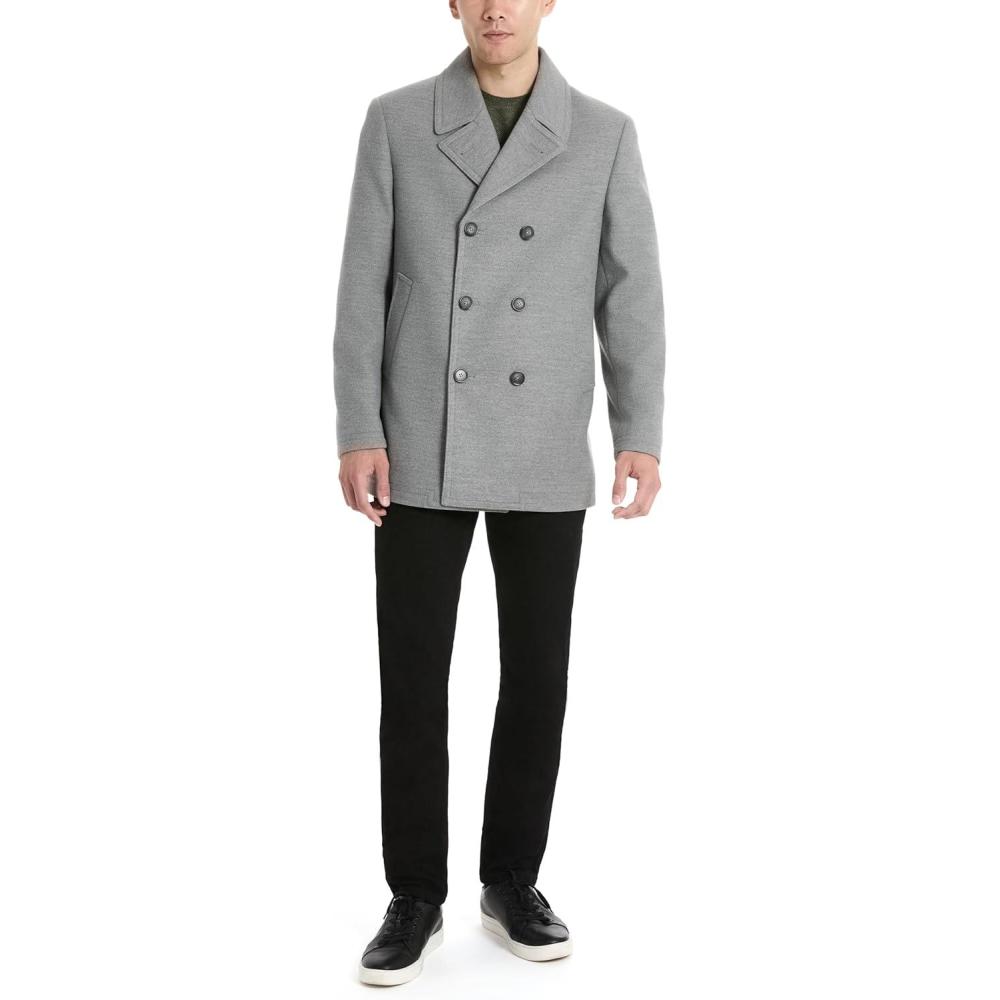 imageVan Heusen mens Tatton Classic Double Breasted PeacoatGrey