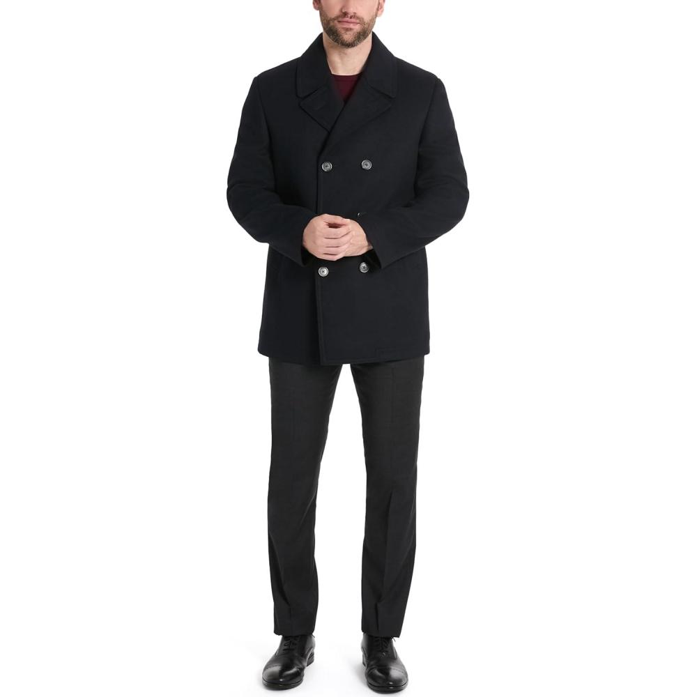 imageVan Heusen mens Tatton Classic Double Breasted PeacoatNavy