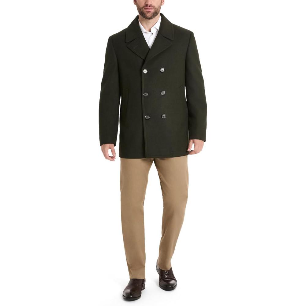 imageVan Heusen mens Tatton Classic Double Breasted PeacoatOlive